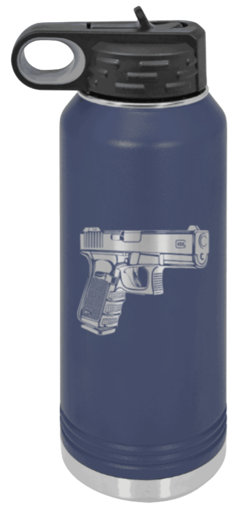 Glock - 32oz Water Bottle Laser Engraved- Navy