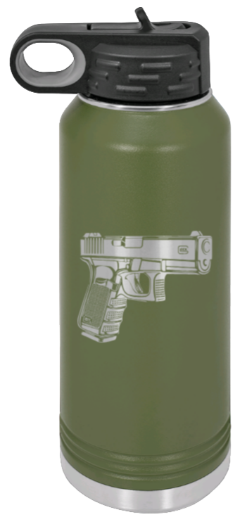 Glock - 32oz Water Bottle Laser Engraved- Olive