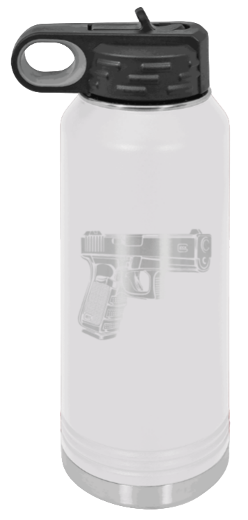 Glock - 32oz Water Bottle Laser Engraved- White