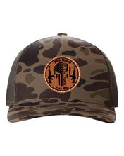 Load image into Gallery viewer, Fuck Around Find Out Punisher Leather Patch Richardson 112 Duck Camo Hat
