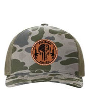 Load image into Gallery viewer, Fuck Around Find Out Punisher Leather Patch Richardson 112 Duck Camo Hat
