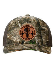 Load image into Gallery viewer, Fuck Around Find Out Punisher Leather Patch Richardson 112 Duck Camo Hat
