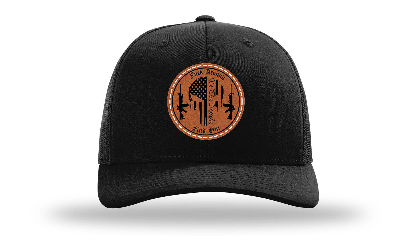FAFO Punisher Leather Patch Richardson 112 Hat