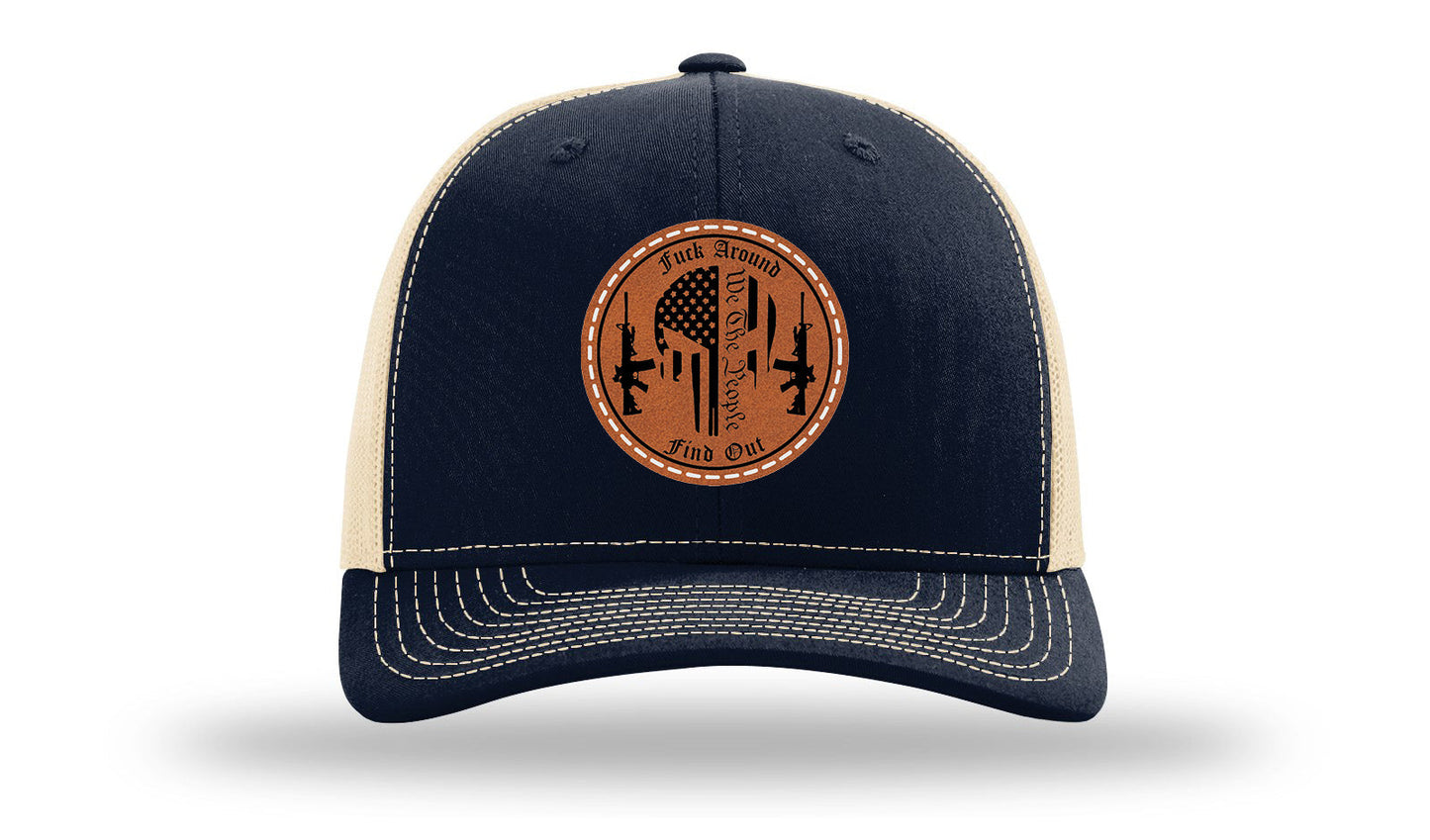 FAFO Punisher Leather Patch Richardson 112 Hat