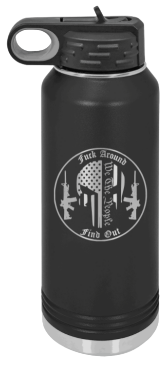  FAFO Punisher - 32oz Water Bottle Laser Engraved- Black