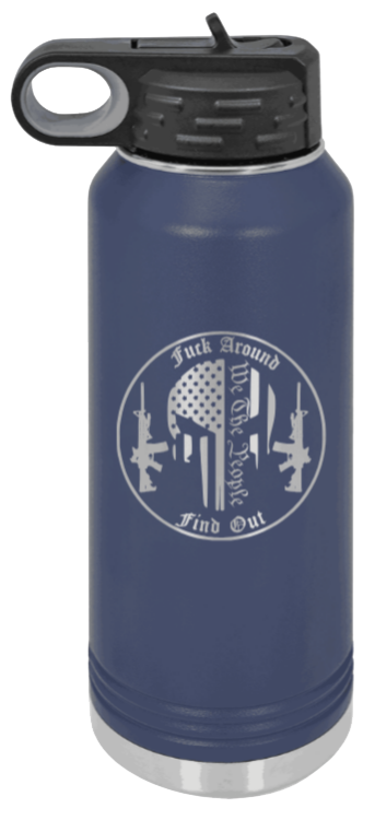  FAFO Punisher - 32oz Water Bottle Laser Engraved- Navy