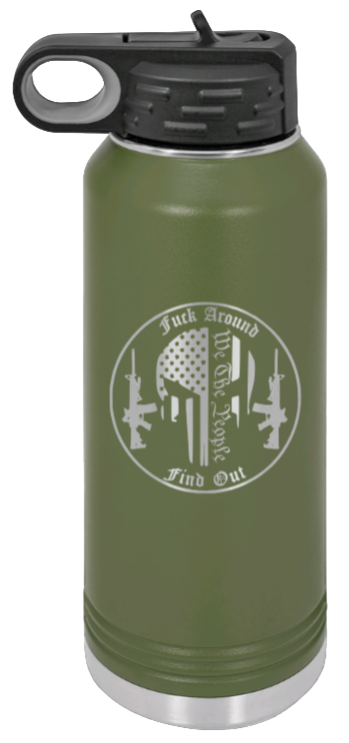  FAFO Punisher - 32oz Water Bottle Laser Engraved- Olive