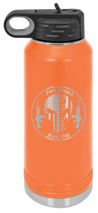  FAFO Punisher - 32oz Water Bottle Laser Engraved- Orange