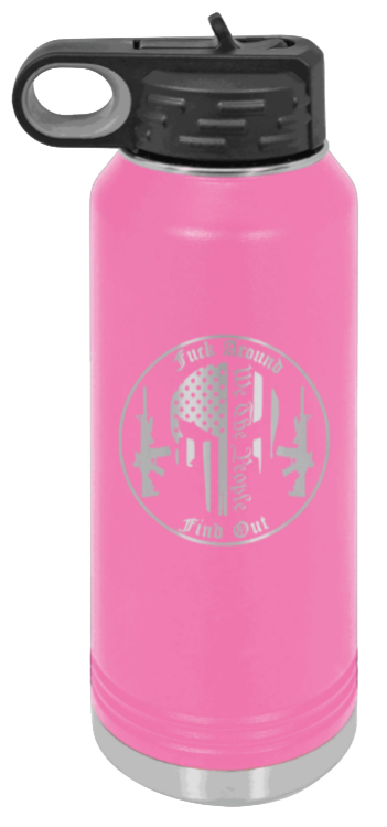  FAFO Punisher - 32oz Water Bottle Laser Engraved- Pink