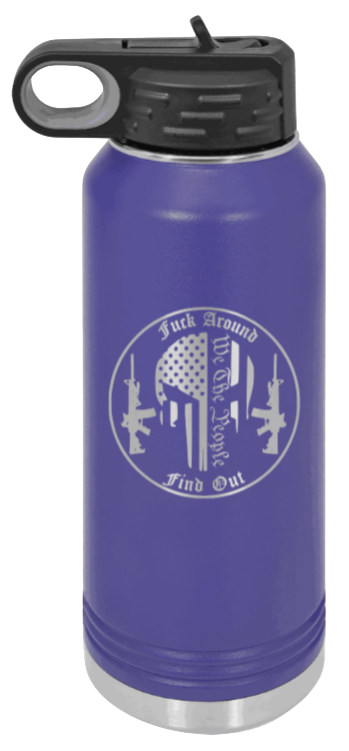  FAFO Punisher - 32oz Water Bottle Laser Engraved- Purple