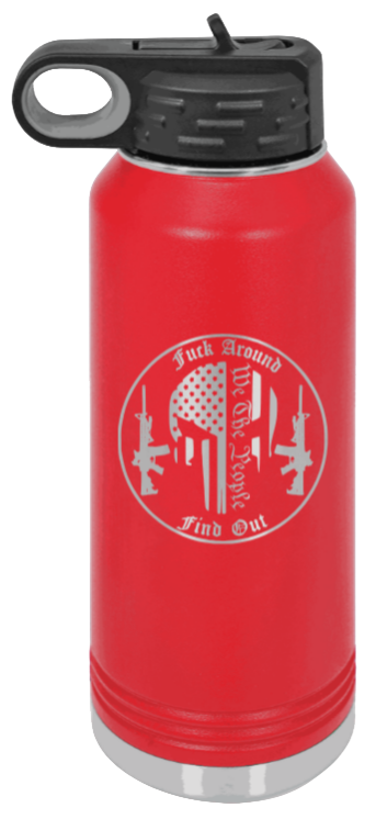  FAFO Punisher - 32oz Water Bottle Laser Engraved- Red