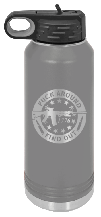  FAFO - 32oz Water Bottle Laser Engraved- Dark Grey