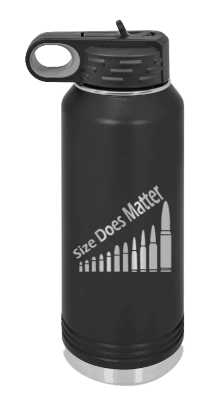 Size Matters - 32oz Water Bottle Laser Engraved- Black