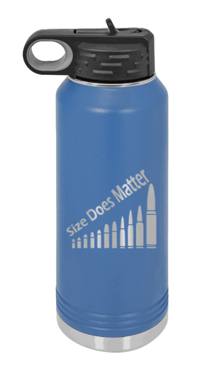 Size Matters - 32oz Water Bottle Laser Engraved- Royal Blue