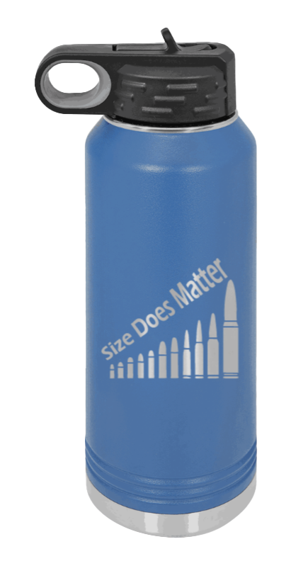 Size Matters - 32oz Water Bottle Laser Engraved- Royal Blue