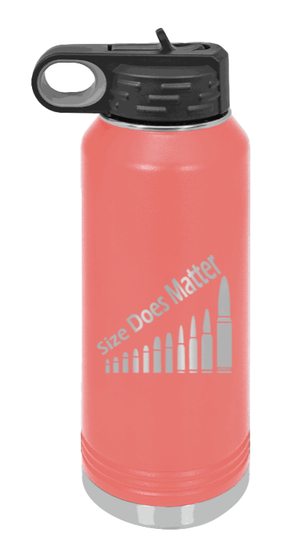 Size Matters - 32oz Water Bottle Laser Engraved- Coral