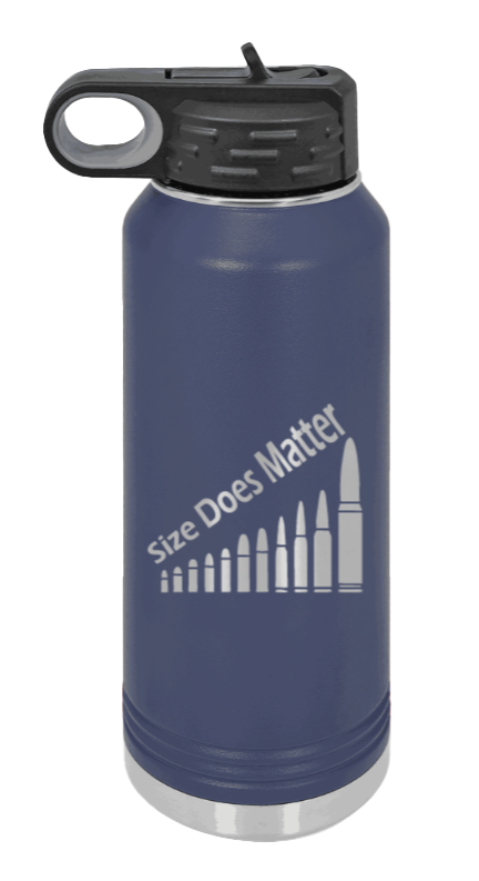 Size Matters - 32oz Water Bottle Laser Engraved- Navy