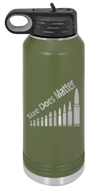 Size Matters - 32oz Water Bottle Laser Engraved- Olive