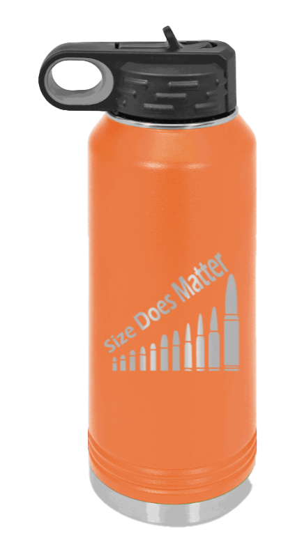 Size Matters - 32oz Water Bottle Laser Engraved- Orange