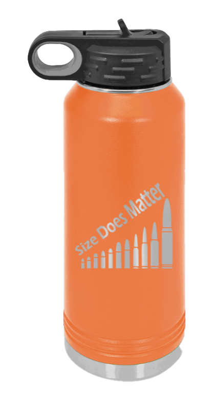 Size Matters - 32oz Water Bottle Laser Engraved- Orange