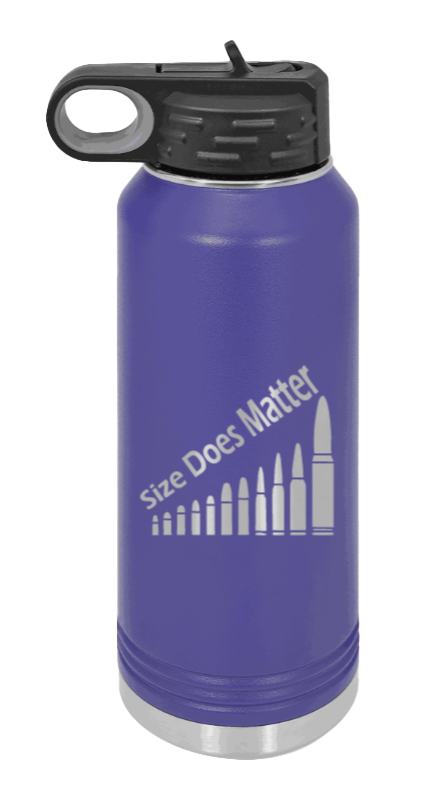Size Matters - 32oz Water Bottle Laser Engraved- Purple