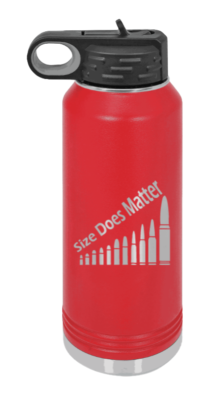 Size Matters - 32oz Water Bottle Laser Engraved- Red
