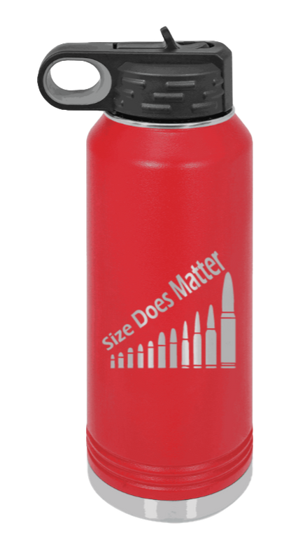 Size Matters - 32oz Water Bottle Laser Engraved- Red