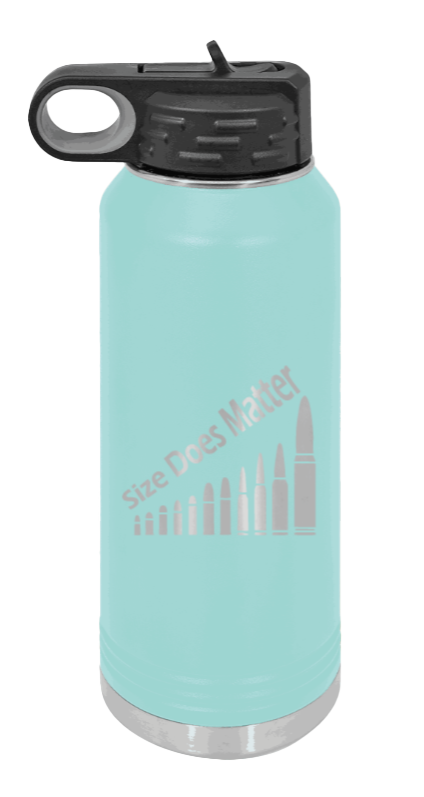 Size Matters - 32oz Water Bottle Laser Engraved- Teal