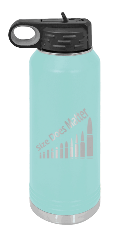 Size Matters - 32oz Water Bottle Laser Engraved- Teal