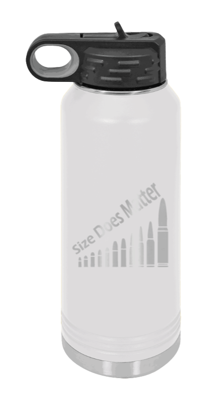 Size Matters - 32oz Water Bottle Laser Engraved- White