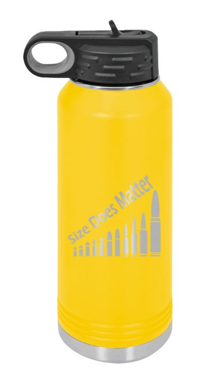Size Matters - 32oz Water Bottle Laser Engraved- Yellow
