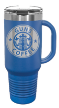 Load image into Gallery viewer, Guns And Coffee 40oz Handled Mug Laser Engraved
