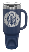 Load image into Gallery viewer, Guns And Coffee 40oz Handled Mug Laser Engraved
