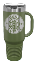 Load image into Gallery viewer, Guns And Coffee 40oz Handled Mug Laser Engraved
