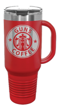 Load image into Gallery viewer, Guns And Coffee 40oz Handled Mug Laser Engraved
