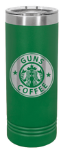 Load image into Gallery viewer, Guns and Coffee Laser Engraved Skinny Tumbler (Etched)
