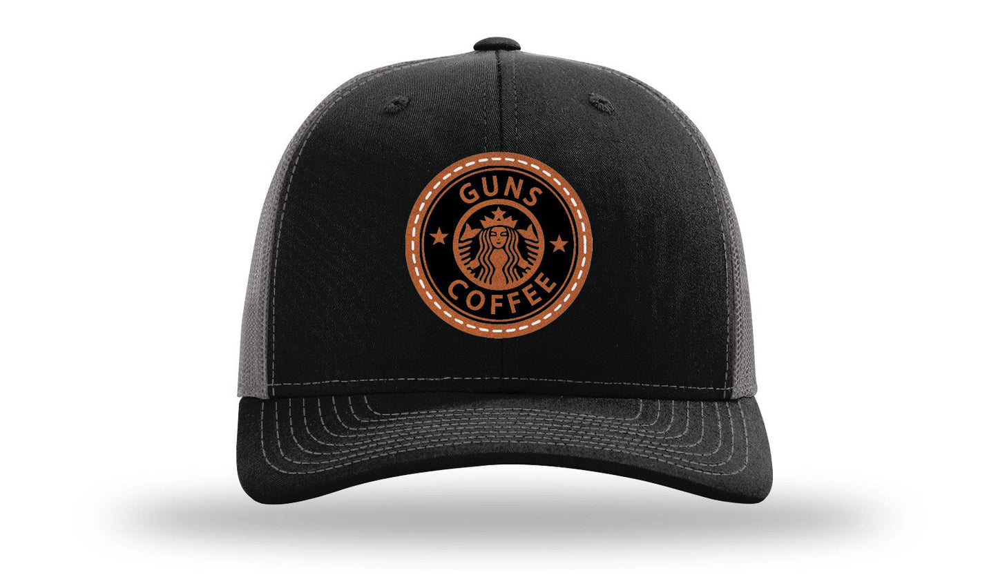 Guns and Coffee Leather Patch Richardson 112 Hat