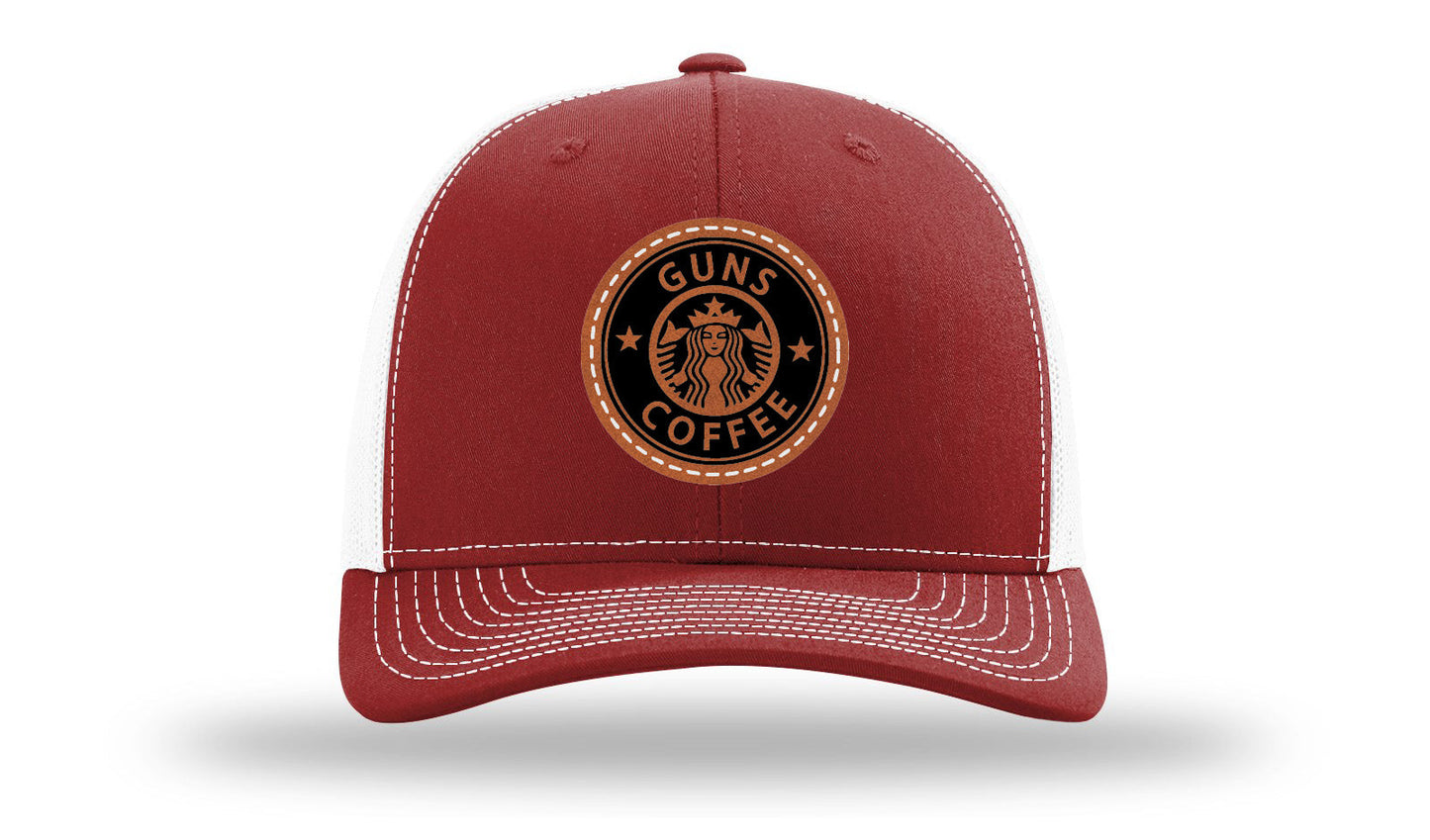 Guns and Coffee Leather Patch Richardson 112 Hat