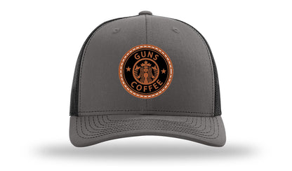 Guns and Coffee Leather Patch Richardson 112 Hat