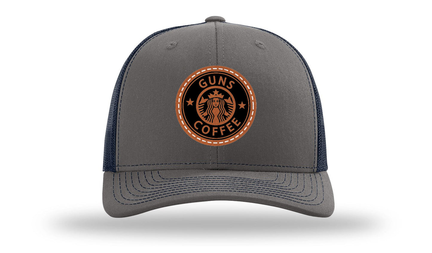 Guns and Coffee Leather Patch Richardson 112 Hat