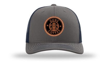 Guns and Coffee Leather Patch Richardson 112 Hat