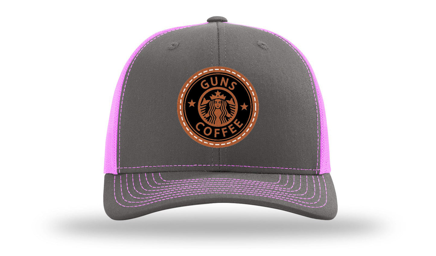 Guns and Coffee Leather Patch Richardson 112 Hat