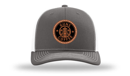 Guns and Coffee Leather Patch Richardson 112 Hat