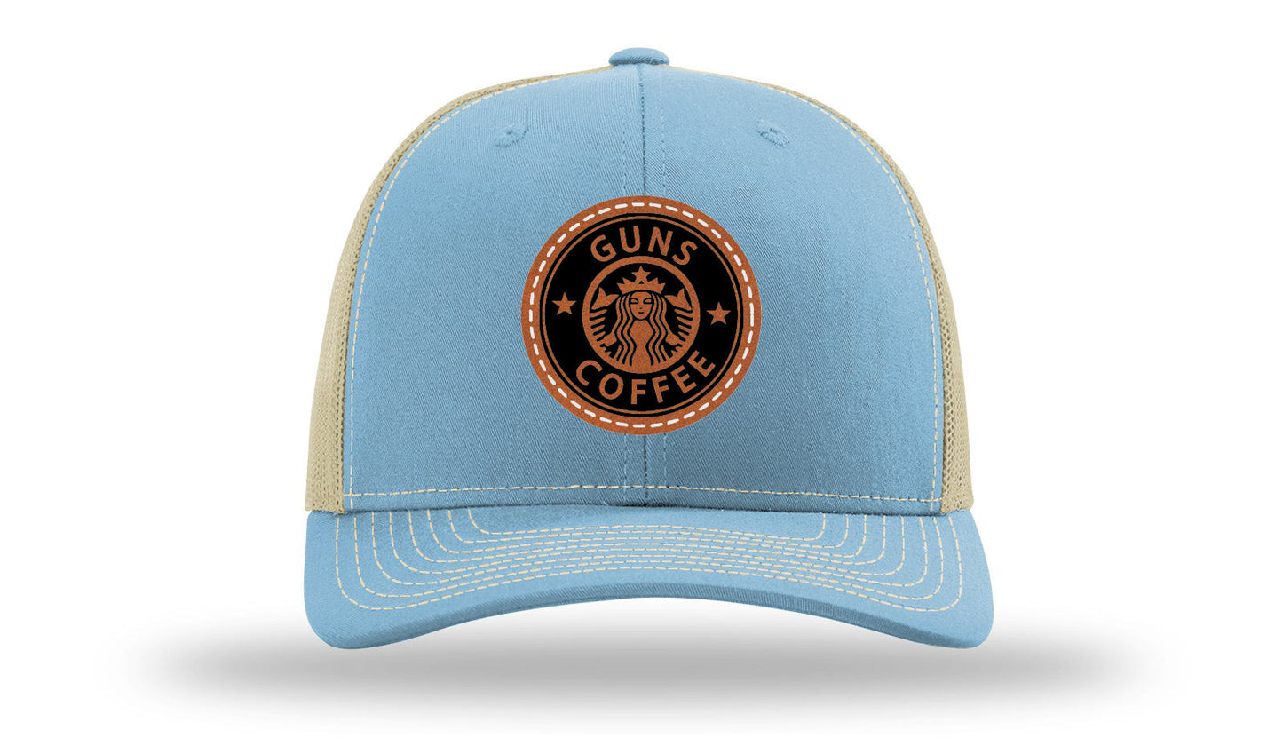 Guns and Coffee Leather Patch Richardson 112 Hat
