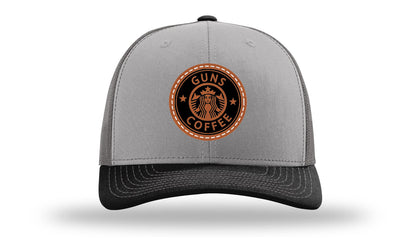 Guns and Coffee Leather Patch Richardson 112 Hat