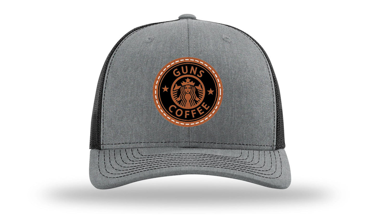 Guns and Coffee Leather Patch Richardson 112 Hat