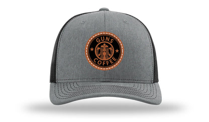 Guns and Coffee Leather Patch Richardson 112 Hat