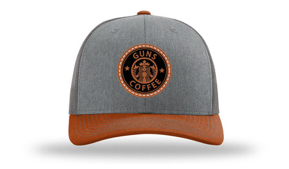Guns and Coffee Leather Patch Richardson 112 Hat