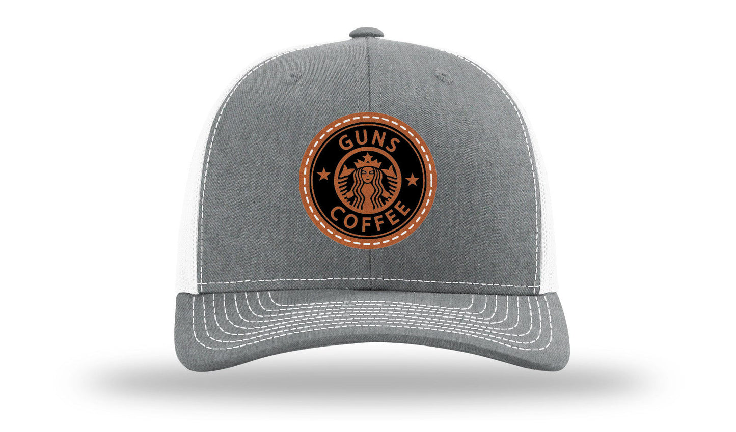 Guns and Coffee Leather Patch Richardson 112 Hat
