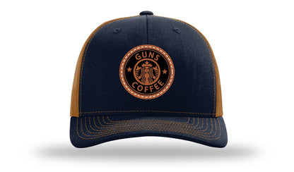Guns and Coffee Leather Patch Richardson 112 Hat